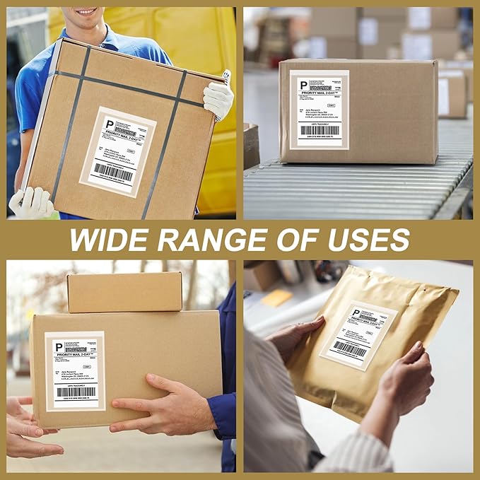 AZUREAL 100PCS Shipping Label Sleeves, 7.5" x 5.5" Packing Slip Pouches, Packing List Envelopes/Shipping Label Envelopes for Mailing, Packing List, Packaging, Protective Documents