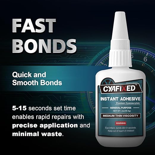 Super Glue Liquid, Instant Clear Cyanoacrylate Medium Thin Viscosity Adhesive, Food Safe CA Glue for Shoe Repair Leather Ceramic Plastic Glass Metal Wood Aquarium Porcelain Rubber Pottery Model Craft