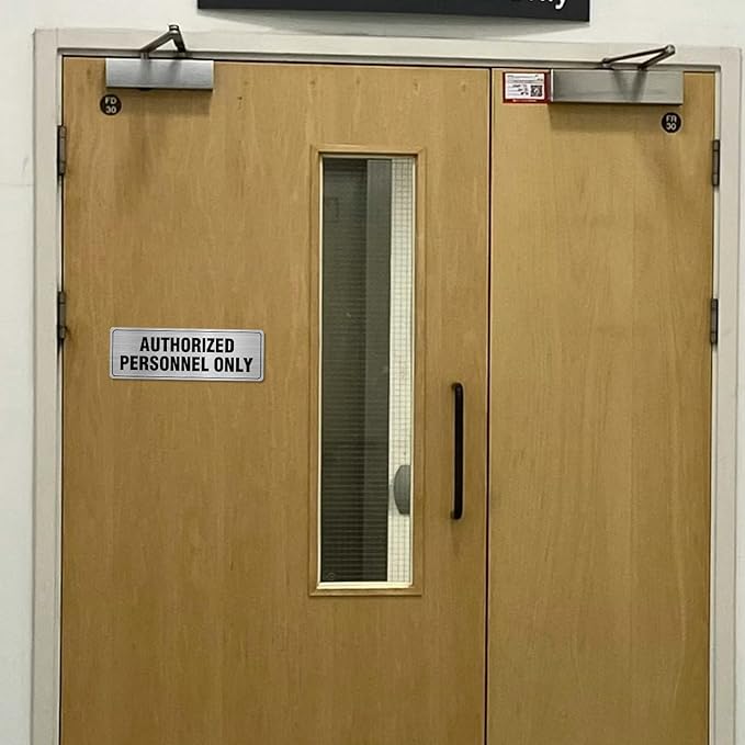 Authorized Personnel Only Sign Aluminum Silver 9 x 3 Inches Self-Adhesive Waterproof Metal Door Wall Sign for Business Offices 4 Pack