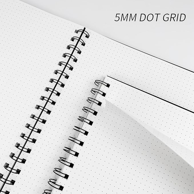 Dotted Journal Spiral Notebook 8.5" x 11"-4 Pack Dot Grid Notebook Hardcover Notebook 120 Pages 100 GSM Thick Dotted Paper Notebook Hardcover Journal for School, Office, Artist