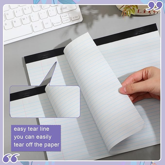 Lincia 6 Pcs 11" x 9.5" Legal Pads College Ruled Notepad Landscape Notebook Horizontal Lined Notebook 80 Gsm Assorted Colors Paper Pastel Writing Pads for School Office, 40 Sheet (Classic Color)