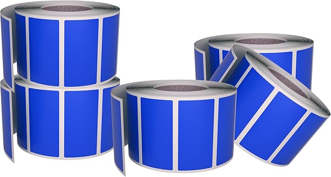 Small Color-Coding Sticker Roll 1.57" x 0.75", 5 Rolls- 2500-Pack, Rectangular Organizing Labels 40mmx19mm (Blue) by Royal Green