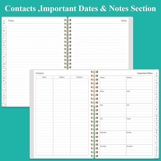 Address Book with Alphabetical Tabs - A5 Telephone & Address Book with Address Contacts, Special Date, Phone, Birthday & Internet Login Password for Home and Office, 6.2" x 8.5", Teal Flowers