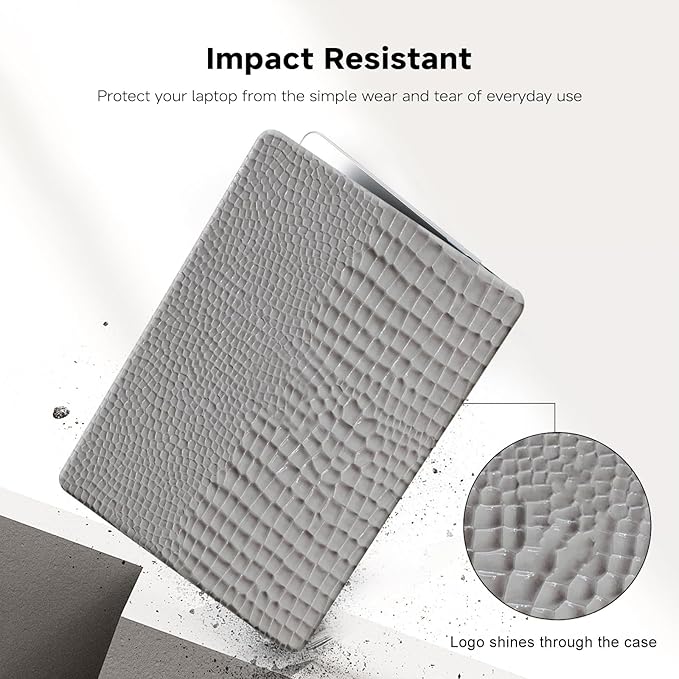Crocodile Print Case for MacBook Air 13 inch M4 M3 M2 2025-2022 A3240 A3113 A2681,for Mac Air M4 Alligator Snake Textured Leather Glossy Cute Hard Shell&Keyboard Cover for Mac Air 13.6,Grey