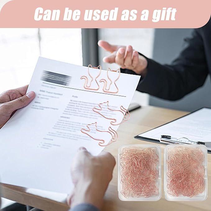 80 Pcs Rose Gold Cat Creative Metal Paper Clips - Fun Office Supplies for Cat Lovers (Rose Gold Catg)