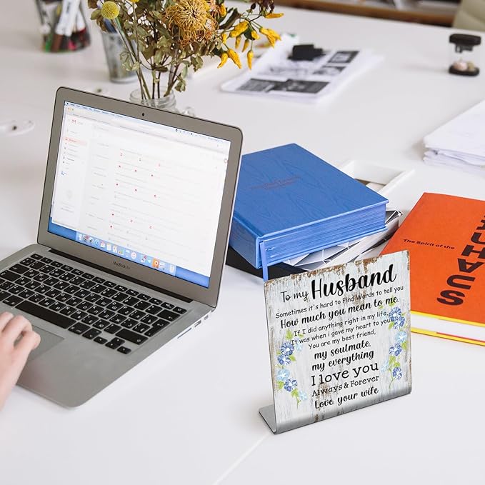 Husband Gifts from Wife To My Husband Sign Plaque Gift Wedding Anniversary Romantic Gifts for Husband Birthday Christmas Valentine's Fathers Day from Wife 4 x 4 inch XUV67