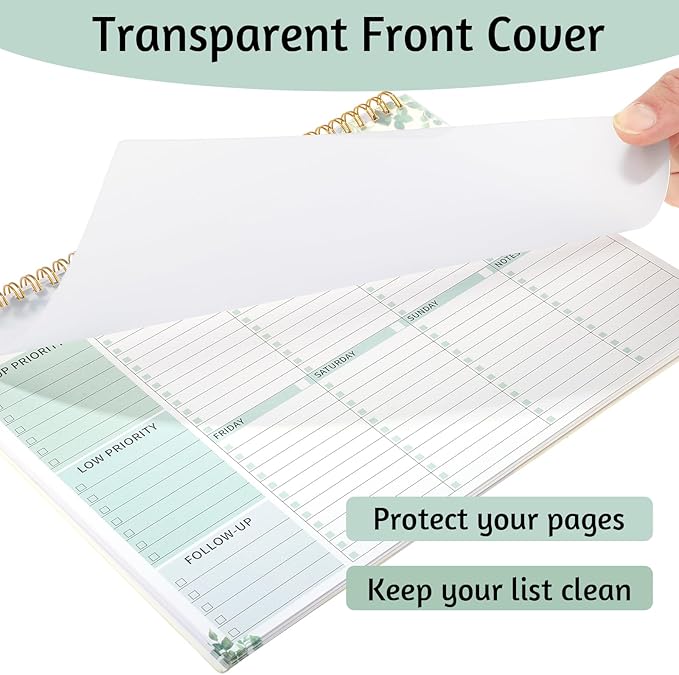 Thboxes 52 Sheets Weekly To Do List Notepad, 8.5" x 11" Efficiently Plan Weekly Task List Notepad for Student Work Home Office School Improve Focus and Efficiency Weekly Planner Green