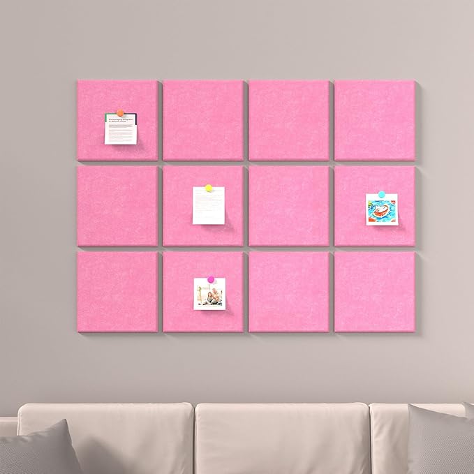 Large Cork Boards for Walls – 48 x 36 Self Adhesive Felt Wall Tiles, Ideal for Office Black Bulletin Board, Easy to Install Pin Board Photo Board