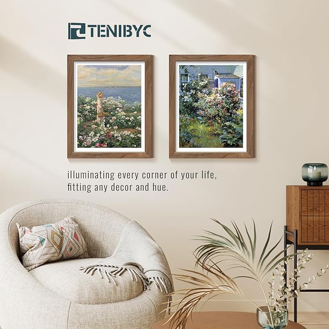 11x14 Picture Frame Walnut - 4 Pack, Brown Wood Grain Photo Frame, HD Tempered Glass, Display 11x14 or 14x11 Photos, Wall Hanging