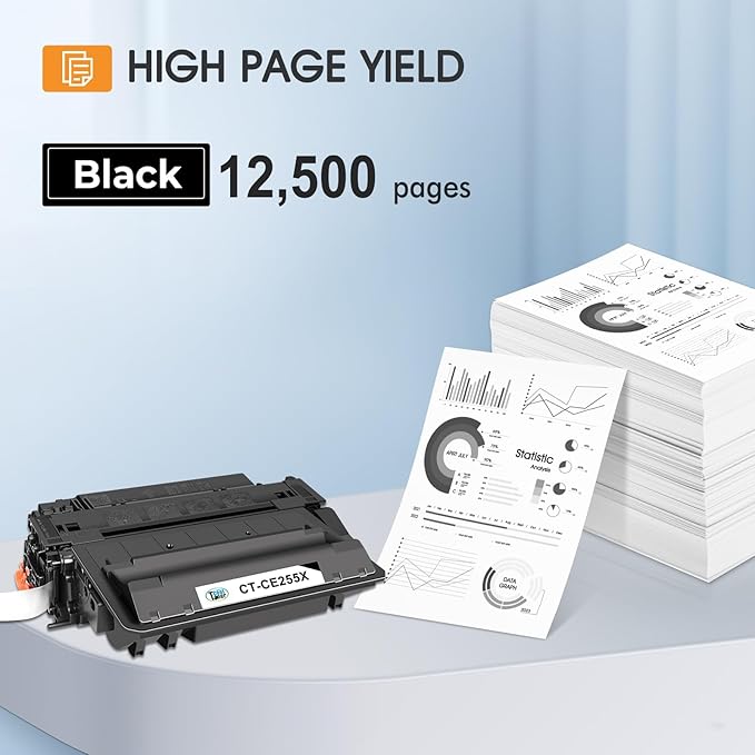 P3015 55X 55A Toner Cartridge Black 2-Pack Compatible Replacement for HP 55A 55X CE255X CE255A Black Toner for HP Laserjet P3015 P3015x P3015dn Pro 500 MFP M521dw M521dn M521 M525 Printer Ink