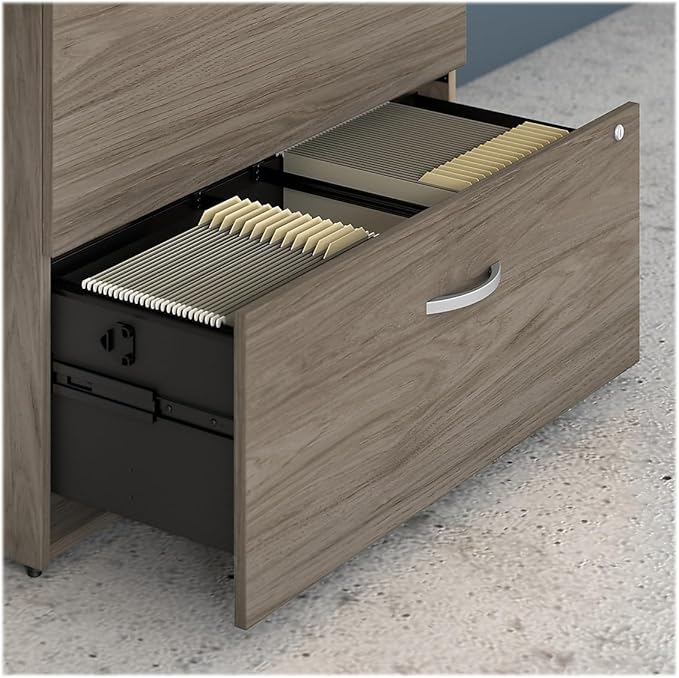 Bush Business Furniture Hybrid 2 Drawer Lateral File Cabinet-Assembled, Modern Hickory