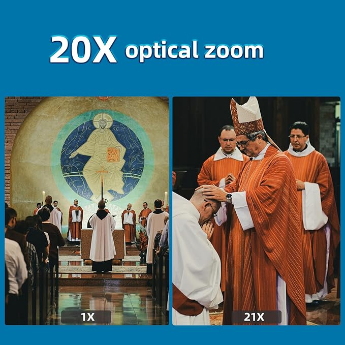 4K NDI PTZ Camera with AI Auto Tracking 21X Optical Zoom HDMI/SDI/USB 3.0/PoE/IP for Church Worship, Live Events, Video Conferencing (OBS, vMix, Zoom, Teams)