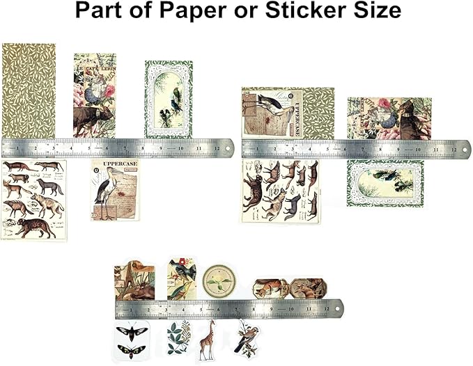 200PCS Vintage Scrapbooking Supplies Pack, Aesthetic Scrapbook Sticker Paper Art Journaling Kit for Bullet Junk Journals,Planner,Cottagecore Decor Gifts (Green Series)