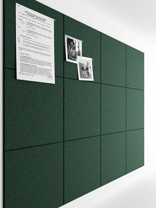 Bumusty Large Cork Board 47"x35" Alternative - 12 Pack Felt Wall Tiles with 70 Safe Removable Adhesive Tabs, 30 Pushpins, Cork Boards for Walls Pin Board Bulletin Board Office Decor (Aurora Green)