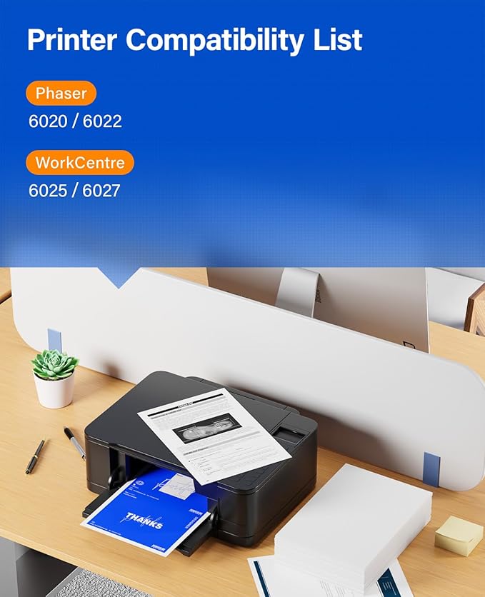 6022 6027 Toner Cartridge Set 4-Pack High-Yield Replacement for 106R02759 106R02756 106R02757 106R02758 Compatible for Xerox Phaser 6020 6022 WorkCentre 6025 6027 Printer Ink Black Cyan Magenta Yellow