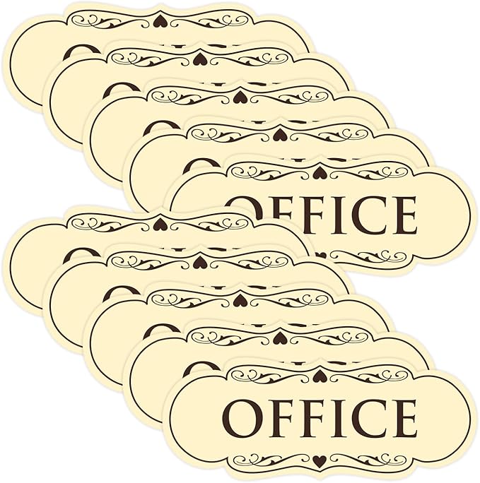 All Quality Designer Office Sign | Easy Installation - Ivory/Dark Brown - Small (10 Pack)