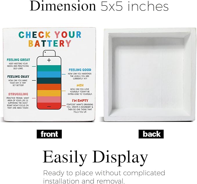 Mental Health Therapist Gifts, Counseling Therapy Office Must Have, Calming Reading Corner Wood Sign Decor for Desk Shelf