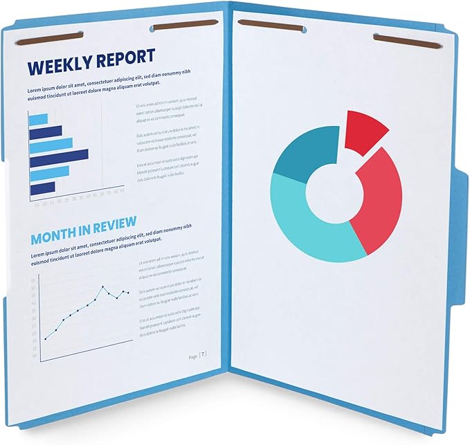 Blue Summit Supplies Legal File Folders with Fasteners, Legal Size, Colored Folders with Fasteners, 1/3 Cut Reinforced Tabs, Durable 2 Prongs, Designed to Organize Medical or Law Files, 50 Pack