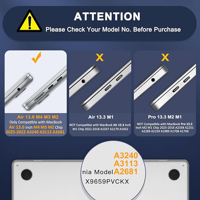 MOSISO Compatible with MacBook Air 13 inch Case 2025-2022 M4 A3240 M3 A3113 M2 A2681, Soft TPU Frame Bumper Anti-Cracking Hard Case&Keyboard Skin&Screen Film for MacBook Air 13.6 inch, Translucent