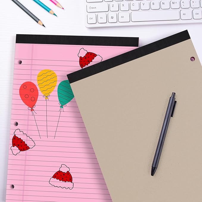 HAUTOCO 6 Pack 8.5 x 11 Legal Pads Pink Wide Ruled Notepads Perforated Writing Pads, 30 Sheets Per Notepad, 3-Hole Punched Paper, Writing Note Pads for School, Home, Office, Business