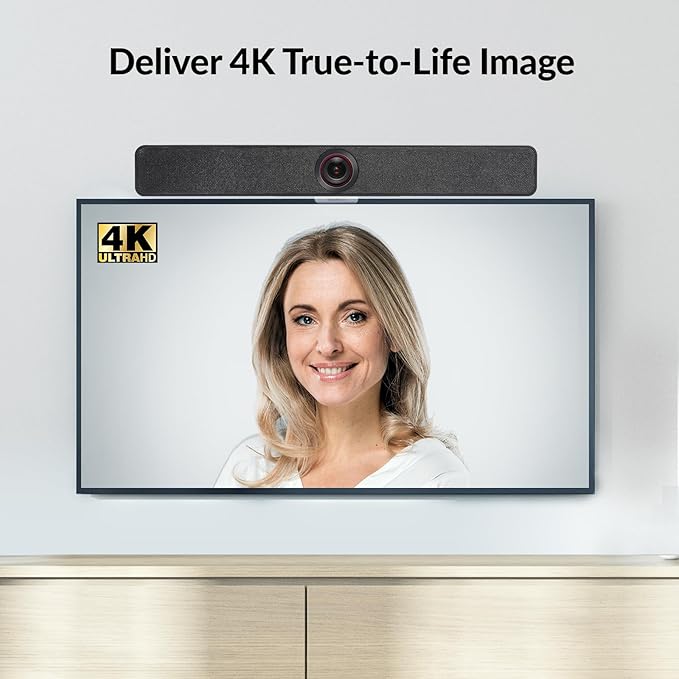 WYRESTORM 4K Conference Room Camera with AI Auto Framing, Presenter & Speaker Tracking, 120° Wide-Angle Webcam, 5X Digital Zoom, 4-Mic Array & 2 Speakers, Work with Meet, Teams, Zoom