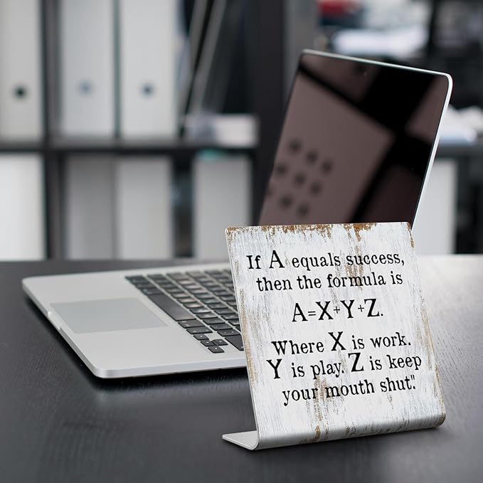 Funny Desk Signs for Work Office, If A Equals Success Signs, Work Office Decor for Women Men,Office Desk for Colleague Coworker Work bestie Friend, Office Humor Decor Sign Plaque XB285