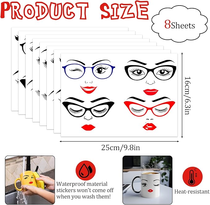 Make a Face Stickers for Crafts Fun DIY Eyes Lips Mouth Eyebrows Nose Decals for Halloween Holiday Party Supplies Flower Pots Decor