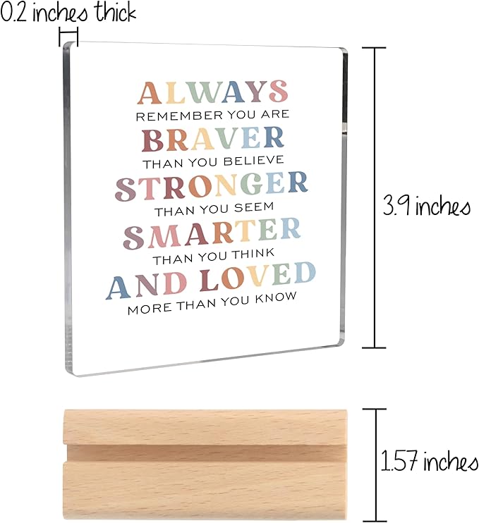 Motivational Gifts for Women, Inspirational Gifts Clear Desk Decorative Sign With Wooden Stand Encouragement Gifts Congratulations Gifts Farewell Gifts for Coworker Friends Women Men