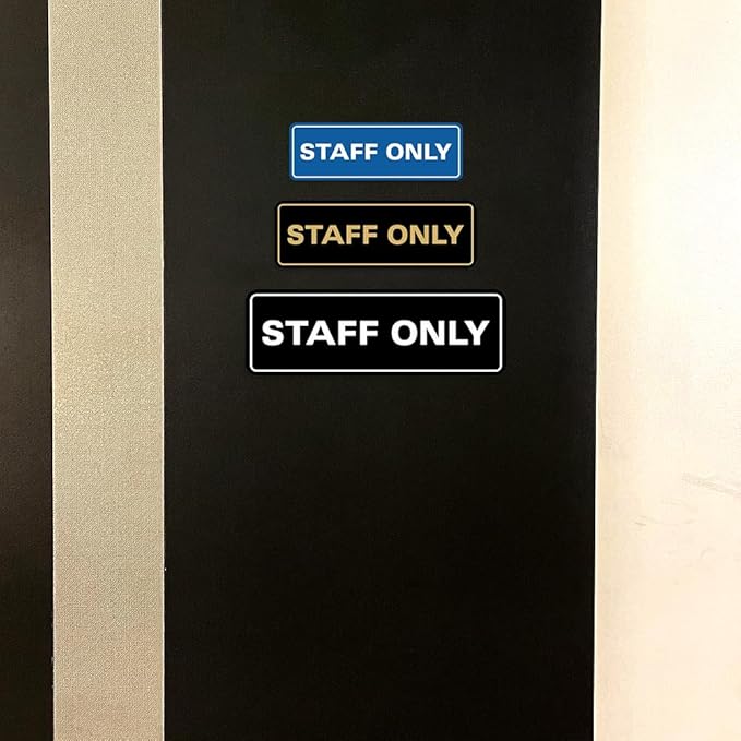 All Quality Standard Staff Only Wall or Door Sign | Easy Installation | Office Workplace Signs | Enhanced Security ‌ - Red/Gold - Medium (10 Pack)