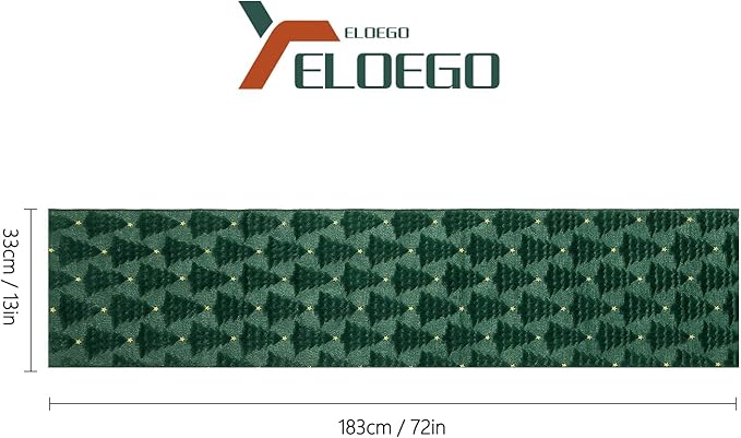 Christmas Table Runner 13x72 Inch, Xmas Trees Star Winter Holiday Decorative Farmhouse Table Decorations for Kitchen Dinning, Indoor Outdoor Dinner Party Decor (Green) 1 Pack