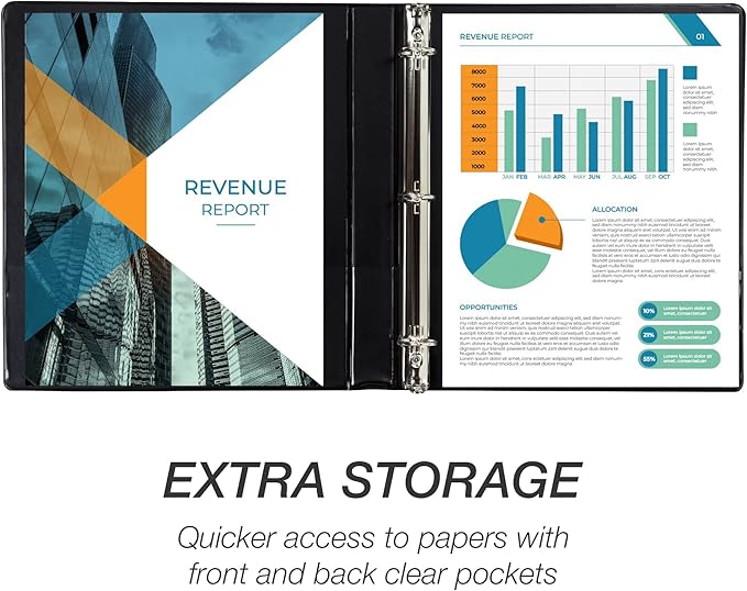 Samsill 1 Inch 3 Ring Binder, Made in USA, Economy Round Ring, Clear View Cover, 200 Sheet Capacity - for School, Home, Office - Charcoal Black