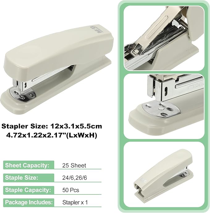 M&G Office Desktop Stapler, 25 Sheet Capacity Basic Staplers Jam Free Standard Stapler Office Accessories Supplies with Two Binding Modes for Home Office Classroom, Gray, 1 Pcs