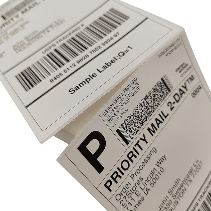 500 4x6 (100x150mm) Fanfold Direct Thermal Shipping Labels – 500 Commercial Grade Labels