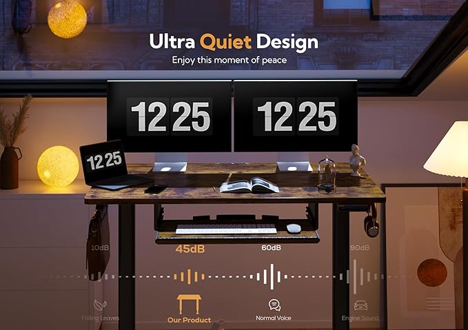 Claiks Standing Desk with Keyboard Tray, Standing Desk Adjustable Height, Raising Desks for Home Office and Computer Workstation, 55 Inches, Rustic Brown