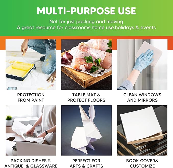 15" x 12" Packing Paper for Moving Supplies, 90 Sheets Newsprint Paper, Newspaper Wrapping Paper for Arts, Crafts, Packing Boxes for Moving, Shipping, Packaging, Packing Materials, Glasses Box Filler