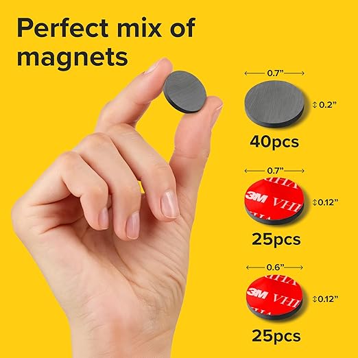 X-bet MAGNET Pack of 90 Ceramic Mix, with Adhesive Backing high-Strength, Versatile Perfect for Home, Office and Projects - Durable, Reliable, and Easy to Use