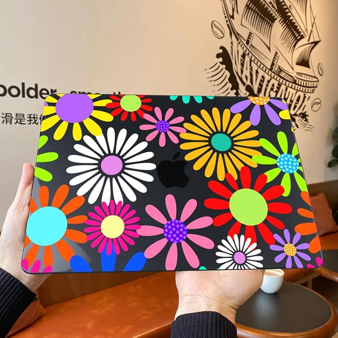 Teryeefi for MacBook Pro 13 inch Case 2025 2024 2022 2021 2019 2018 2017 2016 Release fits Model A2338 M2 M1/A2289/A2251/A2159/A1989/A1706, Design Hard Shell with Keyboard Cover, Abstract Flowers A001