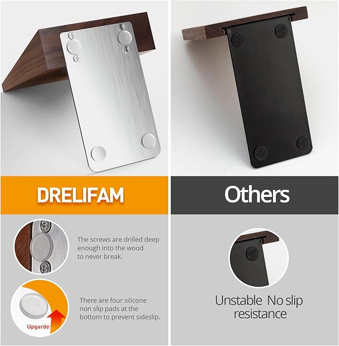 Walnut Book Ends Heavy Duty Handmade Book Ends for Shelves Decorative Bookends to Hold Heavy Books (Black Walnut Wood Large)