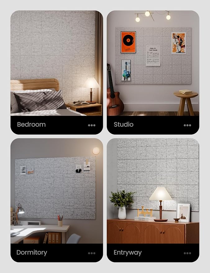 Large Felt Bulletin Board 48" x 36" Cork Board Alternative-12 Pack with 70 Safe Removable Adhesive Tabs, Cork Boards for Walls Cork Board for Home Office Classroom Pin Board-Marble Gray