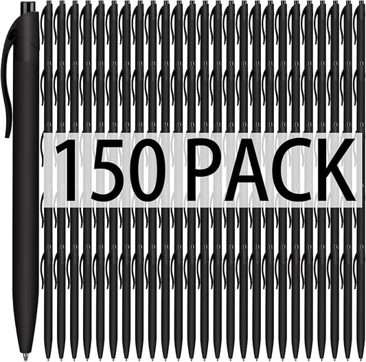 Fulmoon 150 Pcs Ink Click Pens Bulk Gel Writing Retractable Ballpoint Pens 1.0 mm Medium Point No Bleed Bulk for Office Supplies Teacher Stationery(Black)