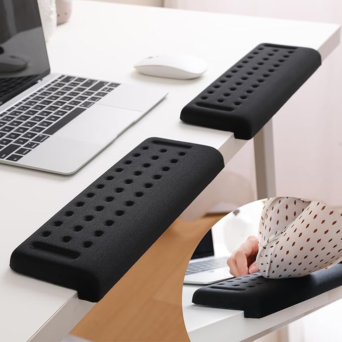 L-Shaped Desk EdgeRest, 2-Piece Set, Plam & Wrist & Forearm & Elbow Comfort Support for Table or Desk Edge, Non-Slip, Memory Foam Padding, Ergonomic Design, Separate Design (11.8 * 3.9 inch)
