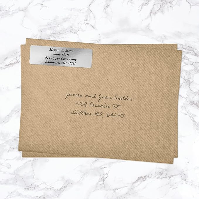 Silver Foil Personalized Return Address Labels Without Dispenser - Roll of 250 Custom Stickers