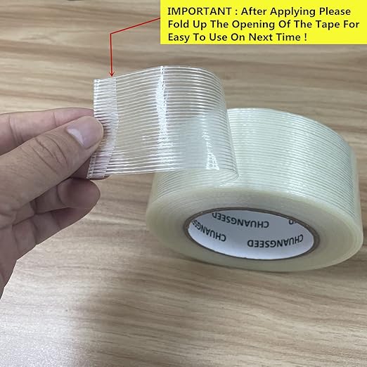 CHUANGSEED 6-Pack Mono Filament Strapping Tape 6.2mil x 2Inch x 60yds Commodity Grade Heavy Duty Transparent Reinforced Fiberglass Tape