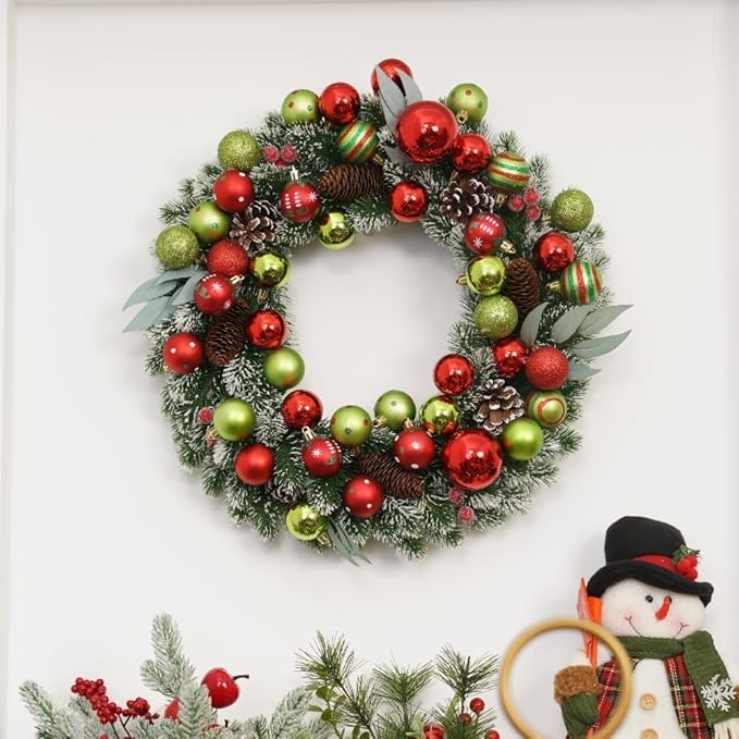 XmasExp 50ct Christmas Balls Ornaments for Tree - Red and Green Shatterproof Xmas Balls Set Mini 1.57 Inch Plastic Christmas Baubles for Holiday Party Decor