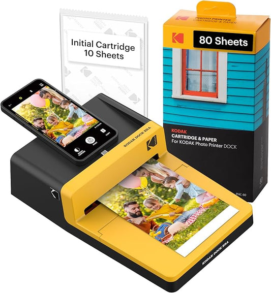 KODAK Dock ERA Plus 4PASS Instant Photo Printer, 4x6 inches, 90 Sheets Bundle