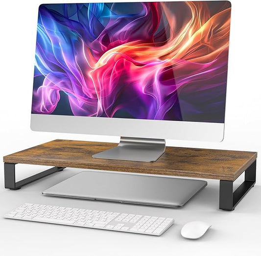XINYAO Computer Monitor Stand Desk, 24 inch Ergonomic Desks Riser with Spacious Storage for Laptop, Printer, Accessories
