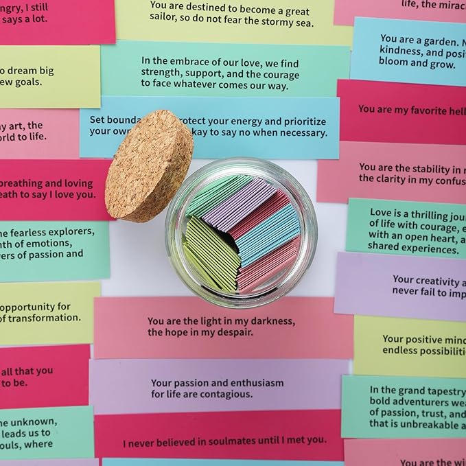 90 Love Notes Jar Romantic Anniversaries Birthdays Gifts Girlfriend Boyfriend Wife and Husband Newlyweds Bridal Shower Gift Couples Wedding Valentine Gifts Long Distance Gift