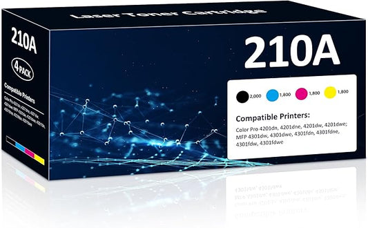 210A Toner Cartridges High Yield for Color Laser Jet Pro MFP 4301fdw 210A Compatible for HP 4201dn 4201dne 4201dw 4201dwe MFP 4301dw 4301dwe 4301fdn 4301fdne 4301fdw 4301fdwe Printer(BK/Y/M/C,4 Pack)