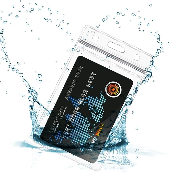 Lanyard with ID Holder 50 Pcs Waterproof Name Tag Vertical Badge ID Card Holders ID Pass Holder and 50 Pcs Flat Neck Blue Lanyards Swivel Hook