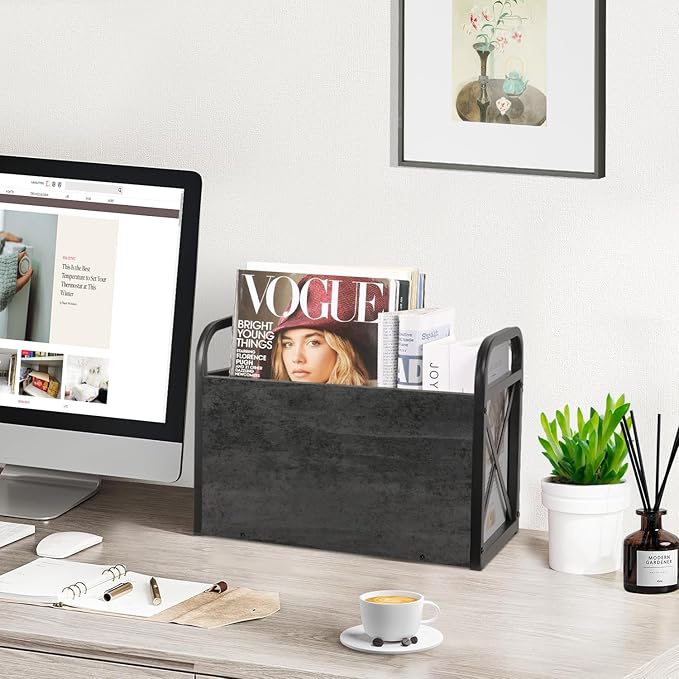 YINMIT Magazine Holder, Magazine Rack Floor, Magazine Storage Basket, Folder Organizer Bin for Books, Newspapers, Tablets